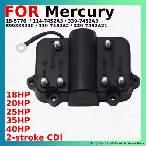 Moto Ignition System Unit CDI For Mercury 2-stroke 18HP 20HP 25HP 35HP 40HP 18-5776 114-7452A3 339-7