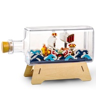 HI-REEKE Thousand Sunny Ship in a Bottle Micro Building Blocks Set, Anime Piece One Pirate Mini Bric