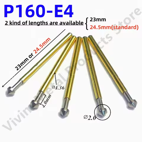 100pcs Pogo Pin P160-E4 Spring Test Probe P160-E Nickel Plated PCB Test Pin Needle Head Dia 2.0mm 23