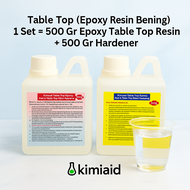 Epoxy Resin Table Top - 1 Kg - Epoxy Resin Meja Table Top - Epoxy Resin Bening - Sticker Timbul Kera