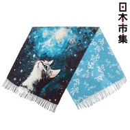 日本 日和雜貨 藝術畫作 子貓星空 印花圍巾披肩 中厚款【市集世界 - 日本市集】