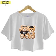 Gudangfashion18 - Atasan Kaos Oversize Crop Top Xl T-Shirt Katun Pe 24S Baju Lengan Pendek Motif Pri