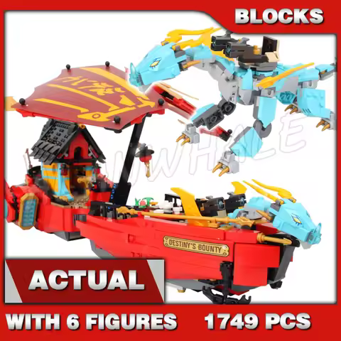 1749pcs Shinobi Destiny's Bounty Elemental Dragon Airship Race Against Time 70087 Building Block toy