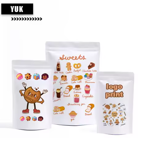 Biscuit Cookies Sealable Bag Moisture-Proof Kraft Paper Standing Zipper Bag Personal Custom Printed 
