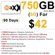 M1 Maxx $42 | 750GB 90 Days Plan Top Up | 700min IDD | Recharge | 90 Days Plan | Renewal | M1 Maxx