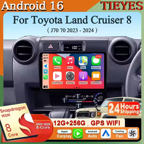 Android 16 Carplay&Auto Car Radio Navigation Multimedia Stereo Player QLED GPS For Toyota Land Cruis
