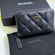 Chanel 黑金 魚子醬牛皮散子包 芯片款
