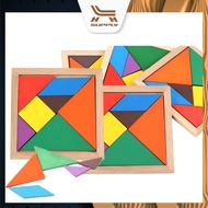 LH Colorful Tangram 7pcs puzzle Dissection Magnet Wood Seven Flat Polygons Early Learning Brain Simu