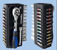 37件棘輪扳手汽車維修工具組附螺絲起子頭套筒手動工具箱家用  dmeckp 37 Pcs Ratchet Wrench Auto Repair Tools Set With Screwdriver B