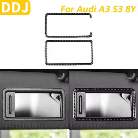 For Audi A3 S3 8Y 2021-2025 Carbon Fiber Front Cosmetic Mirror Frame Panel Cover Decorative Car Acce