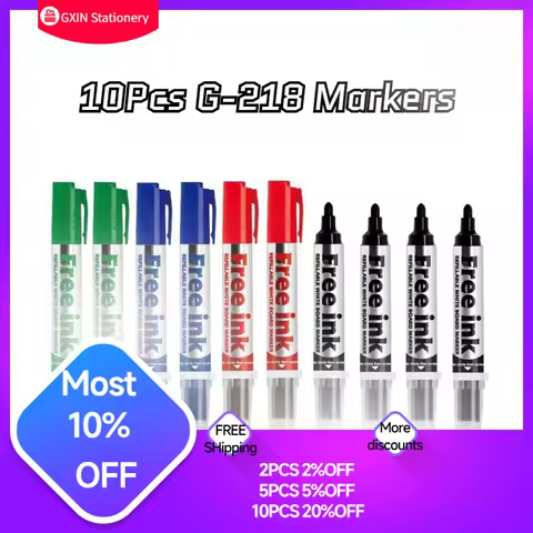 GXIN G218 10Pcs Erasable Whiteboard Refilled Pens Dry Eraser Marker For Offices Stationery Meeting S