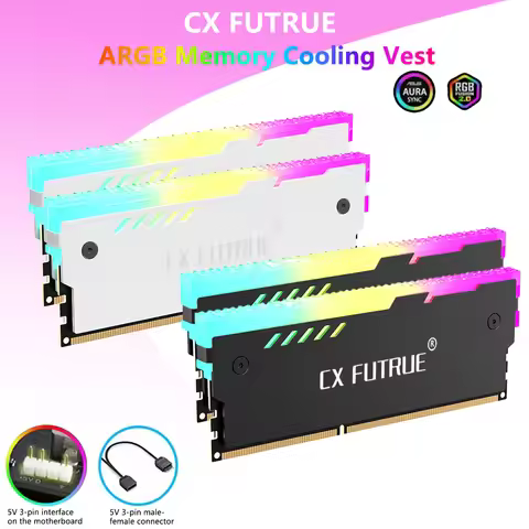 1/2pcs CX FUTURE ARGB Memory Cooling Vest 5V 3PIN RGB RAM Heatsink for DDR4 DDR5-Black/White