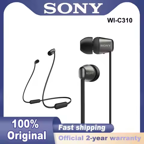 Sony WI-C310 Black Wireless In-Ear Bluetooth Headphones Button Control Built-in Mic Handsfree Calls