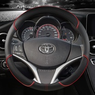 Microfiber Leather Car Steering Wheel Cover For Toyota Yaris Vios 2014 2015 2016 2017 2018 Auto Acce