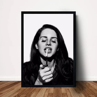 2025 Character Portrait Aesthetic Wall Art Lana Del Rey Music Singer Black and White HD Oil on Canva