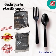 plastic spoon sudu garfu plastik hitam
