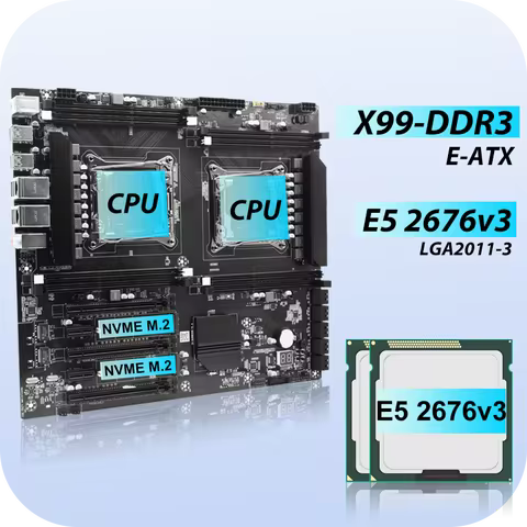 X99 DDR3 Server motherboard dual cpu with intel xeon E5-2676V3*2