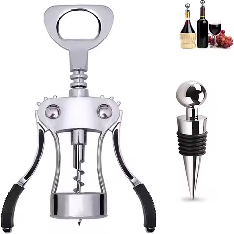 Wine Bottle Opener with Bottle Stopper Zinc Alloy Wine Opener Multifunctional Corkscrew Bottle Opene