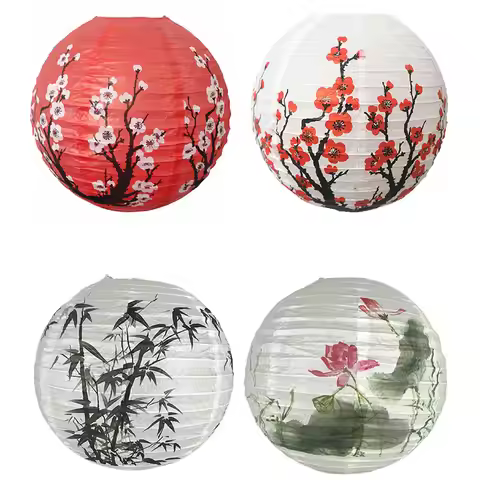 30CM Japanese Style Wedding Birthday Party Decoration Mid Autumn Festival Handheld Lantern Printed F