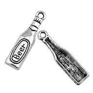 WYSIWYG 20pcs 24x6mm Bottle Beer Charm Pendants For Jewelry Making Antique Silver Color Beer Bottle 