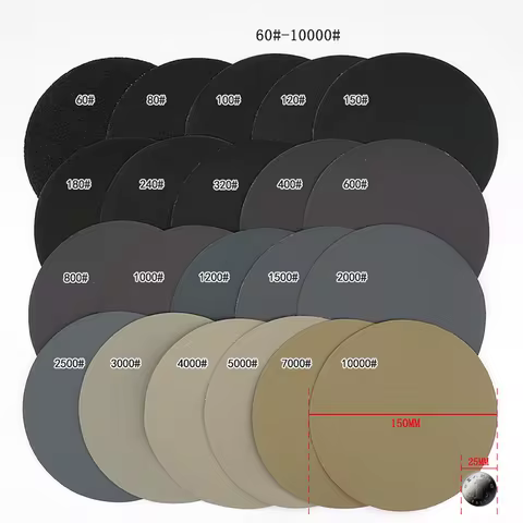 150mm Wet and Dry Sanding Discs Grit 60-10000 6" Hook & Loop Polishing Sandpaper