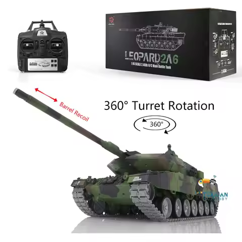 Heng Long 1/16 RC Tank 7.0 Customized Leopard2A6 Radio Control Tank 3889 Metal Tracks FPV Recoil Veh