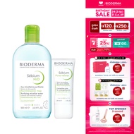 Bioderma Sebium H2O 500 ml + Sebium Pore Refiner 30 ml คลีนซิ่งและครีมบำรุง สำหรับผิวมัน รูขุมขนกว้า