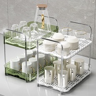 Cup rack seasoning rack cup storage shelf tea set storage shelf drain tray dish drain, double-layer 