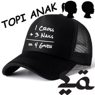 Unisex children's mesh trucker hat 1 cross 3 nails 4 given