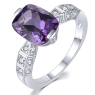 Lohaspie Jewelry Nhẫn bạc nguyên khối 25 carat thật 925 Nhẫn đá quý tím Citrine tự nhiên nguyên bản