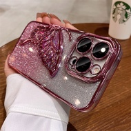 Stereo Gradient glitter Dream butterfly quicksand shell Phone case iphone15 14 13 12 11 Pro Max casi