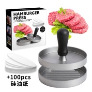 Aluminum alloy household mold with plastic handle for making shrimp cakes, beef patties, and hamburg