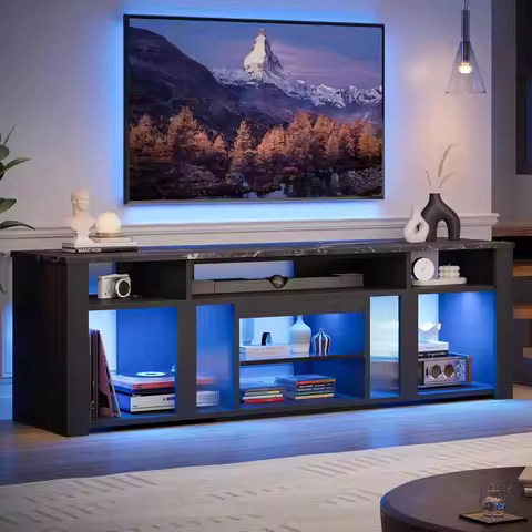 80’’ LED TV Stand for 75/85/90 Inch TVs, Tall Entertainment Center with Storages for P55/Xbox, Gamin