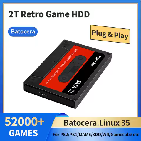Game Hard Drive With Batocera 40 Built-in 52000+ Retro Games Emulator For PS3/PS2/WII/N64/SNES/MAME/