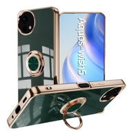 One piece ring solid color electroplated phone case for Sharp AQUOS Wish 5 4 3 R9 R8 R7 Pro
