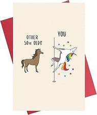 Kirynurd Hilarious 50th Birthday Card, Funny 50th Birthday Card, Unicorn 50 Years old Birthday Card
