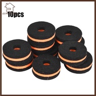 YELGIRL 10 Pcs ​Cymbal Felt Pad​, 35mm Diameter​ ​Black and Orange ​Cymbal Stand Felt, ​Protection S