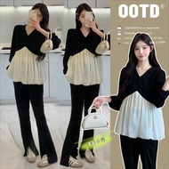 Spring Autumn Maternity Clothes Tops Long-Sleeved Baby Shirts V-Neck Maternity Tops Maternity Shirts