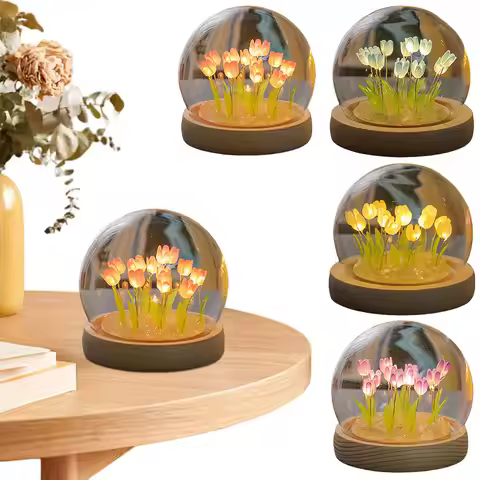 Artificial Tulip Flower Night Light Bedside Lamp Table Lamp Artificial Flower Lamp for Bedroom Decor