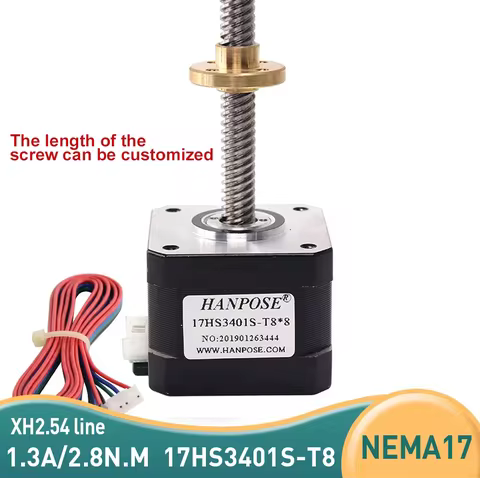 17HS3401S-T8 8mm pitch brass nut screw NEMA17 Stepper motor 34mm 1.3A 28N.CM with XH2.54 Cable line 