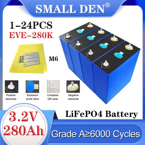 1-24PCS NEW 3.2V 280Ah Lifepo4 battery EVE-280K Grade A 3C 6000cycles DIY12v 24v 48v Off-Grid Solar 