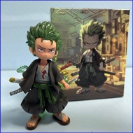 Comic One Piece Q Version Roronoa Zoro Action Figure Model Dolls Toys For Kids Gifts Collections Car Ornament