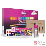 Master Art ชุดเซ็ทดินสอสีไม้ 124 สี รุ่นใหม่ พร้อมสีน้ำและอุปกรณ์วาดรูป