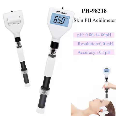 Skin PH Meter Acidimeter Tester Replaceable Probe LCD Backlight for Fruit Meat Cream Lotion Cosmetic