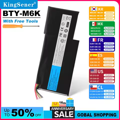 KingSener BTY-M6K Laptop Battery for MSI MS-17B4 MS-16K3 GF63 Thin 8RD 8RC GF75 Thin 3RD 8RC 9SC GF6