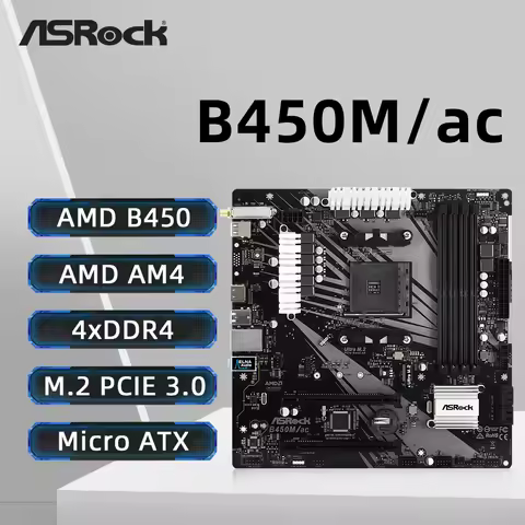 ASRock B450M Motherboard B450M/ac Dual-channel DDR4 Memory AM4 Motherboard M.2 NVME (supports Ryzen 