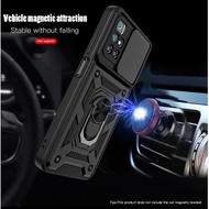 uxury Shockproof Armour Ring Car Magnetic Case with Camera Cover/Slide for Xiaomi Redmi Note 11 Pro,  Redmi Note 11 Pro+