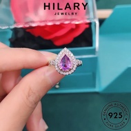 HILARY JEWELRY Perempuan 純銀戒指 Original Ring Amethyst Perak Shape Sterling Women Accessories 925 Adjustable For Temperament Korean Cincin Pear Silver R2269