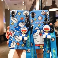 For Samsung Galaxy M30 A40S M20 M10 M14 M54 F54 A6 2018 A6S A6 Plus J8 2018 A8 2018 A8S A8 Plus 2018 Cute Cartoon Doraemon Phone Case with Stand Doll and Long Short Lanyard