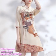 READY STOCK Chinese Style Semmer Cheongsam Button A-Line Mini Dress